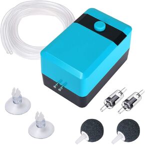 KEDSUM Quietest Aquarium Air Pump, Adjustable Oxygen Aerator Pump with One/Dual Outlet, Powerful Air Bubbler Pump for 3-132Gallon Fish Tank