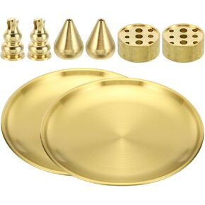 PATIKIL Incense Holder Kit, 2 Set Brass Incense Cone Stick Holder Incense Burner Ash Catcher Stand Base with Plate for Yoga Spa Room Home Office, 3 Styles in Saudi Arabia
