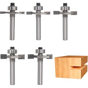 Akylin 5Pcs T Slot Router Bit Set,1/4" Shank,Cutting Height 3/32",1/8",5/32",3/16" and 1/4",3/8" Deep T Trark Bit with Bearing,T-Slotting Cutter for Plywood Slotting,Grooving,Rebating in Kuwait