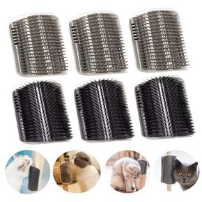 6 Pack Cat Self Groomer with Catnip Pouch Wall Corner Groomers Cat Face Scratcher Pet Grooming Brush Massage Combs for Short Long Haired Cats Fur Pets Dog Kitten Puppy