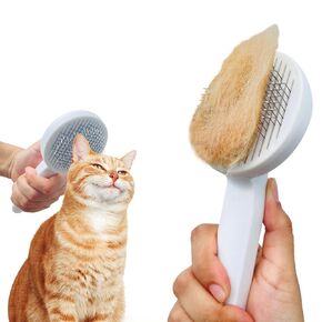 PURRR-LUV Cat Brush with release button - Cat brush for shedding, Soft cat brush, Furminator for cats, Shedding brush, Cat brush for short hair, Cat massager, No more tangles and loose hair. in Saudi Arabia