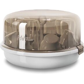 معقم زجاجات الأطفال، جهاز تعقيم بالبخار بالميكروويف لزجاجات الأطفال واللهايات وإكسسوارات مضخات الثدي، سعة كبيرة، تطهير بنسبة 99.99% في دقيقتين in Kuwait