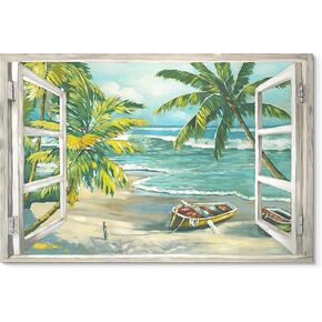 Yuegit المراكب الشراعية جدار الفن لغرفة المعيشة: لوحات لديكورات الجدران ديكور جدار الشاطئ كبير قماش جدار الفن لديكور المنزل مكتب جاهزة للتعليق 30X45 بوصة in Kuwait