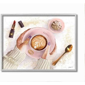 Stupell Industries Women's Glam Fashion Coffee Latte Designer Brand, Designed by Ziwei Li Art, 13 x 19, Wall Plaque in Kuwait