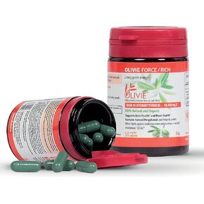 Organic Olive Leaf Extract Capsules Olivie Force/Rich | Antioxidant Polyphenol Supplement for Adults | Health Support Supplement | 100 Vegetal Capsules in Saudi Arabia