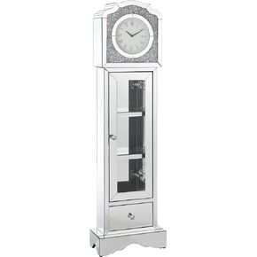 Acme Noralie Wood Frame Grandfather Clock in Mirrored and Faux Diamonds in Kuwait