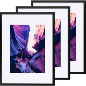 إطارات ملصقات TWING مقاس 16 × 20 مجموعة إطارات صور مكونة من 3 قطع، عرض الصور مقاس 11 × 14 مع حصيرة أو 16 × 20 بدون حصيرة، إطار أسود لتركيب مجموعة معرض الحائط