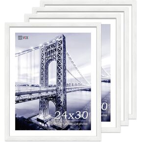 VCK 8x10 Picture Frame Set of 4, Black Solid Wood Picture Frames with Exclusive Woodgrain, Wall Gallery Frame