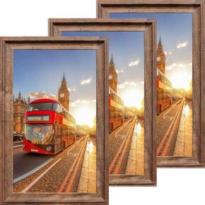 12x18 Frame Vintage Brown Picture Frames for Wall Hanging Poster Frames 12 x 18, Set of 3