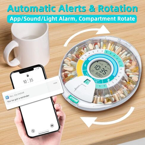 Zoksi New Bluetooth Smart Automatic Pill Dispenser, Electronic Medication Dispenser for Elderly, 28 Compartments Medicine Organizer with Triple Reminder in Kuwait