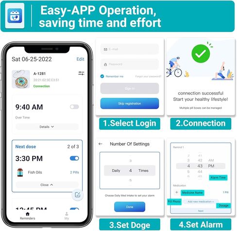 Zoksi New Bluetooth Smart Automatic Pill Dispenser, Electronic Medication Dispenser for Elderly, 28 Compartments Medicine Organizer with Triple Reminder in Kuwait