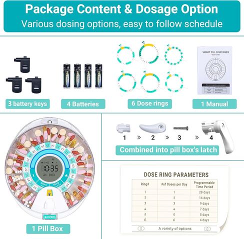 Zoksi New Bluetooth Smart Automatic Pill Dispenser, Electronic Medication Dispenser for Elderly, 28 Compartments Medicine Organizer with Triple Reminder in Kuwait