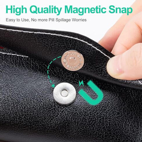 Zoksi Weekly Pill Organizer 2 Times a Day, PU Leather Bag 7 Day Am Pm Pill Box, Daily Pill Box Organizer 7 Day, Portable Medicine Organizer for Travel, Weekly Pill Case to Store All Meds in Kuwait