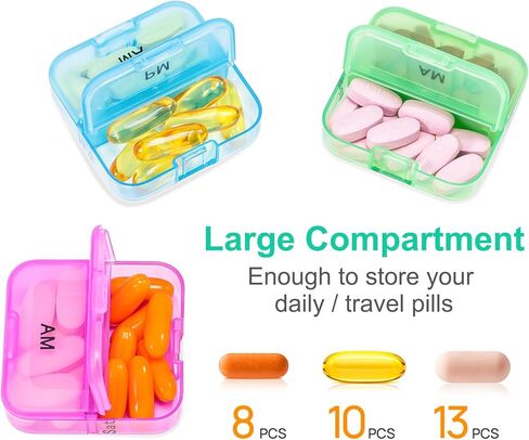 Zoksi Weekly Pill Organizer 2 Times a Day, PU Leather Bag 7 Day Am Pm Pill Box, Daily Pill Box Organizer 7 Day, Portable Medicine Organizer for Travel, Weekly Pill Case to Store All Meds in Kuwait