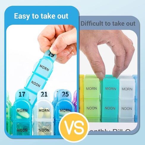 Zoksi Monthly Pill Organizer 4 Times a Day, 30 Day Pill Organizer, One Month Pill Box Organizer, 31 Day Pill Case with 32 Portable Daily Compartments, Medcine Container for Vitamins & Medications in Kuwait