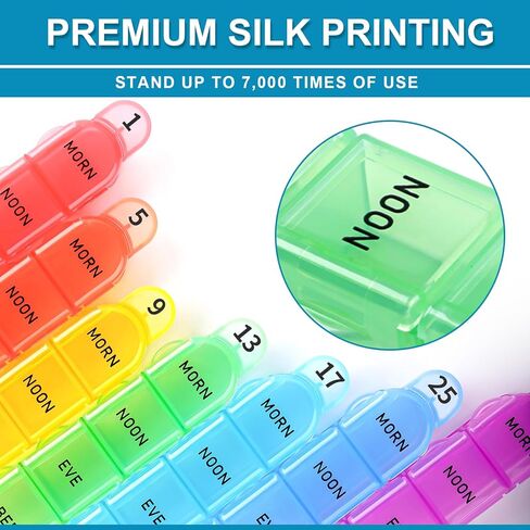 Zoksi Monthly Pill Organizer 4 Times a Day, 30 Day Pill Organizer, One Month Pill Box Organizer, 31 Day Pill Case with 32 Portable Daily Compartments, Medcine Container for Vitamins & Medications in Kuwait