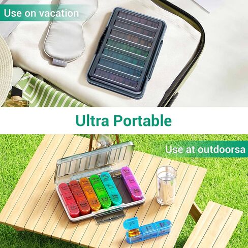 Zoksi Moisture-Proof Pill Organizer 3 Times a Day, Sealed Weekly Pill Box 7 Day, Large Daily Pill Box Organizer, Medicine Organizer, Portable Pill Container with 21 Compartments to Hold Meds(Pink) in Kuwait