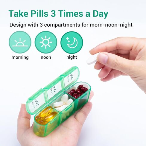 Zoksi Moisture-Proof Pill Organizer 3 Times a Day, Sealed Weekly Pill Box 7 Day, Large Daily Pill Box Organizer, Medicine Organizer, Portable Pill Container with 21 Compartments to Hold Meds(Pink) in Kuwait