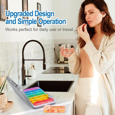 Zoksi Moisture-Proof Pill Organizer 3 Times a Day, Sealed Weekly Pill Box 7 Day, Large Daily Pill Box Organizer, Medicine Organizer, Portable Pill Container with 21 Compartments to Hold Meds(Pink) in Kuwait