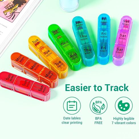 Zoksi Moisture-Proof Pill Organizer 3 Times a Day, Sealed Weekly Pill Box 7 Day, Large Daily Pill Box Organizer, Medicine Organizer, Portable Pill Container with 21 Compartments to Hold Meds(Pink) in Kuwait