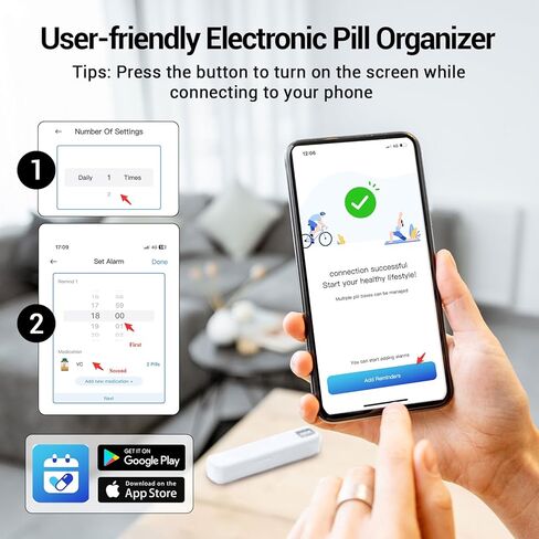 Zoksi Bluetooth Electronic Pill Dispenser with Alarm, Smart Pill Organizer with Reminder & Light, Pill Tracker, Automatic Medication Dispenser, Weekly 7 Day Pill Case 1 Time a Day for Travel (Green) in Kuwait