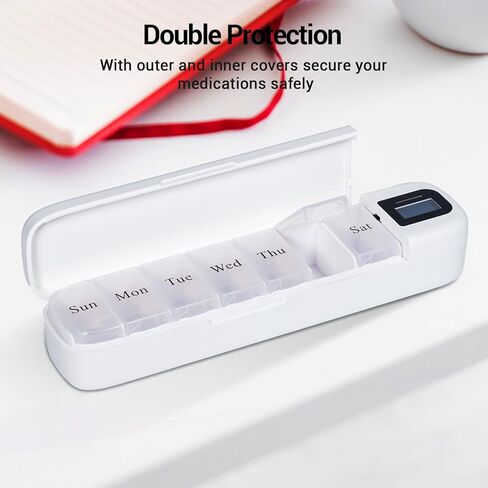 Zoksi Bluetooth Electronic Pill Dispenser with Alarm, Smart Pill Organizer with Reminder & Light, Pill Tracker, Automatic Medication Dispenser, Weekly 7 Day Pill Case 1 Time a Day for Travel (Green) in Kuwait