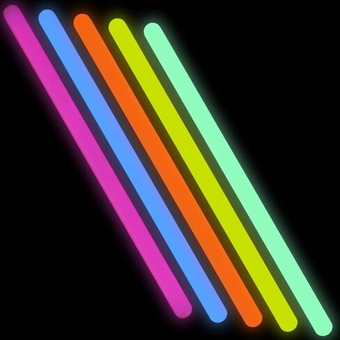 Toyoget 5 Pcs Extra Large Glow Sticks, 16-inch Emergency Glowsticks for Storms, Ultra Bright Camping Glow Light Up Sticks, 5 Colors Glow Sticks Bulk with 12 Hour Duration in Kuwait