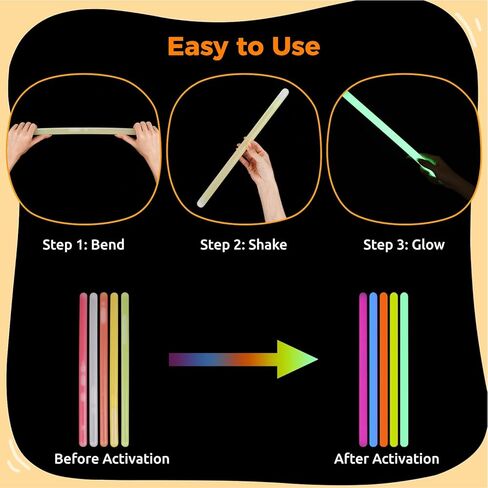 Toyoget 5 Pcs Extra Large Glow Sticks, 16-inch Emergency Glowsticks for Storms, Ultra Bright Camping Glow Light Up Sticks, 5 Colors Glow Sticks Bulk with 12 Hour Duration in Kuwait