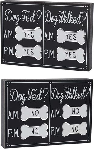 جدولة ديكور منزل الكلاب المضحكة التي يتم إطعامها أو مشيها للكلاب، صباحًا ومساءً مع تذكير على شكل عظمة بنعم أو لا يمكن عكسها، هدايا لمحبي الكلاب، 10 بوصة × 1.5 بوصة × 7 بوصة in Kuwait