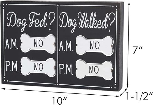 جدولة ديكور منزل الكلاب المضحكة التي يتم إطعامها أو مشيها للكلاب، صباحًا ومساءً مع تذكير على شكل عظمة بنعم أو لا يمكن عكسها، هدايا لمحبي الكلاب، 10 بوصة × 1.5 بوصة × 7 بوصة in Kuwait
