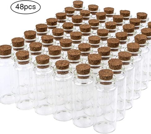 سوبرليل 48 قطعة من زجاجات البرطمانات الزجاجية الصغيرة 20 مل مع سدادة فلين و48 قطعة من البراغي و3 قطع قمع in Kuwait