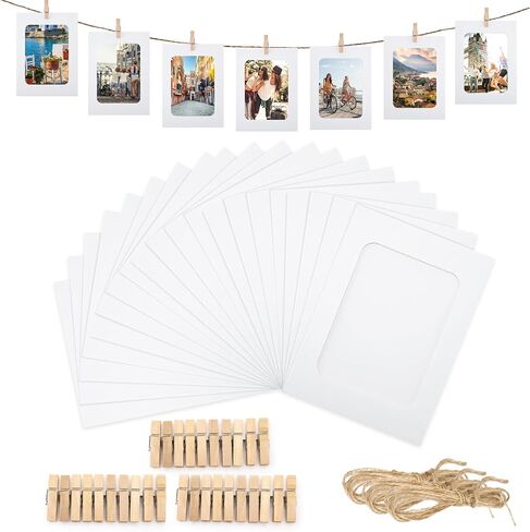 Anwyll Paper Picture Frames 4x6,30 Pcs Black Paper Photo Frames,Cardboard Picture Frames with Clips and Strings,DIY Clip Photo Holders Photo Hanging Display Kit Wall Decor for Home,Party,Office in Saudi Arabia