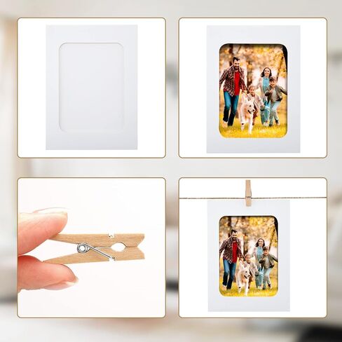 Anwyll Paper Picture Frames 4x6,30 Pcs Black Paper Photo Frames,Cardboard Picture Frames with Clips and Strings,DIY Clip Photo Holders Photo Hanging Display Kit Wall Decor for Home,Party,Office in Saudi Arabia