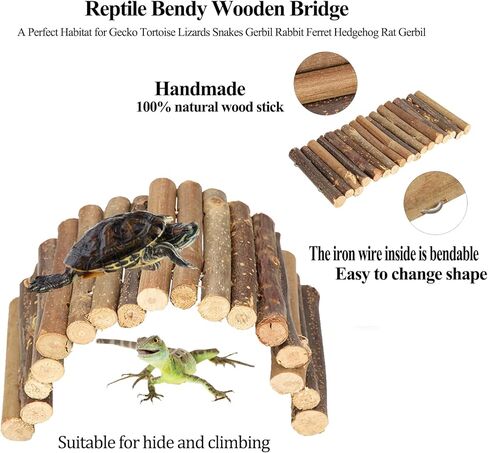 Grddaef Bearded Dragon Tank Accessories, Reptile Hideout Bridge Climbing Plants & Jungle Vines and Leaves Terrarium Decoration for Lizard Frog Snake Gecko Hermit Crab Chameleon in Kuwait