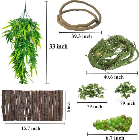 Grddaef Bearded Dragon Tank Accessories, Reptile Hideout Bridge Climbing Plants & Jungle Vines and Leaves Terrarium Decoration for Lizard Frog Snake Gecko Hermit Crab Chameleon in Kuwait