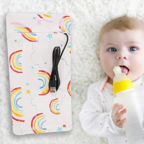 جهاز تسخين زجاجات الأطفال USB للاستمتاع بالصيف، غطاء سخان الحليب المحمول USB لتدفئة زجاجات الأطفال (نمط قوس قزح) in Kuwait