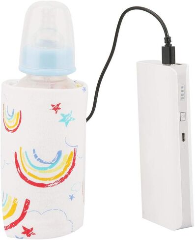 جهاز تسخين زجاجات الأطفال USB للاستمتاع بالصيف، غطاء سخان الحليب المحمول USB لتدفئة زجاجات الأطفال (نمط قوس قزح) in Kuwait
