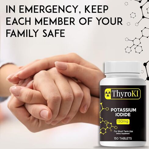 أقراص يوديد البوتاسيوم ThyroKI 130 مجم (150 قرصًا) أقراص سريعة الذوبان غير معدلة وراثيًا | حبوب اليود والبوتاسيوم YODO Naciente | مكمل غذائي لليود للبقاء على قيد الحياة في حالات الطوارئ | صنع فى أمريكا in Saudi Arabia