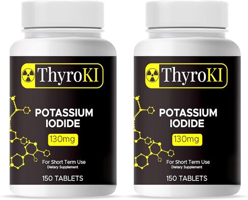أقراص يوديد البوتاسيوم ThyroKI 130 مجم (150 قرصًا) أقراص سريعة الذوبان غير معدلة وراثيًا | حبوب اليود والبوتاسيوم YODO Naciente | مكمل غذائي لليود للبقاء على قيد الحياة في حالات الطوارئ | صنع فى أمريكا in Saudi Arabia