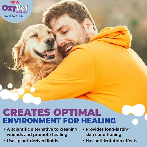 OXYVET Wound Wash | Excellent Foaming and Cleansing Agent | Non-Irritating to Skin and Eyes Wound Cleanser | Non-Staining Wound and Skin Care| 16 Fl Oz Pet First Aid Spray Bottle in Saudi Arabia