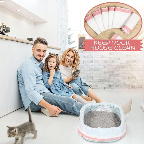 50 Jumbo Count Cat Litter Box Liners 41 x 18 Inch Cat Litter Liners Cat Pan Liners Extra Thick Kitty Litter Box Bag Jumbo Drawstring Cat Litter Bags for Pet Cat Litter Box in Kuwait