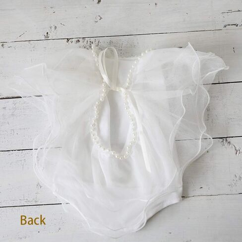 دعائم ملابس للبنات حديثي الولادة لملحقات التصوير الفوتوغرافي، فستان أميرة جديد قصير مكشكش من الدانتيل أبيض (غطاء الرأس غير متضمن) in Kuwait