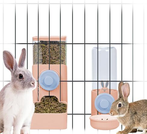 Bunny Automatic Food Feeder& Water Dispenser & Rabbit Hay Feeder Bag, Gravity Auto Feeder Water Set for Small Dog Cat Small Animals Rabbit Chinchilla Guinea Pig Hedgehog Ferret (Blue) in Kuwait