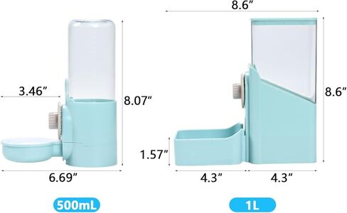 Bunny Automatic Food Feeder& Water Dispenser & Rabbit Hay Feeder Bag, Gravity Auto Feeder Water Set for Small Dog Cat Small Animals Rabbit Chinchilla Guinea Pig Hedgehog Ferret (Blue) in Kuwait