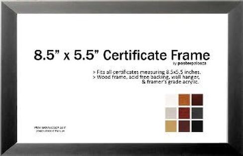 The Simple Things 8.5" x 5.5" Certificate Frame - Wood Frame - Holds Any Document Measuring 8.5" x 5.5" inches (Charcoal) in Saudi Arabia