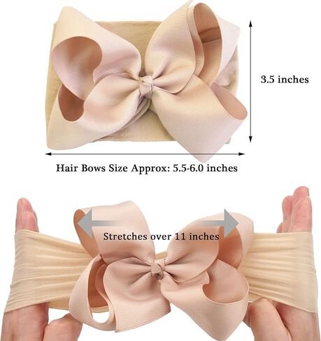 دي اي دي 20 قطعة من عصابات الرأس المصنوعة من النايلون المرن الناعم على شكل فيونكات للشعر للفتيات الصغيرات والرضع وحديثي الولادة in Kuwait