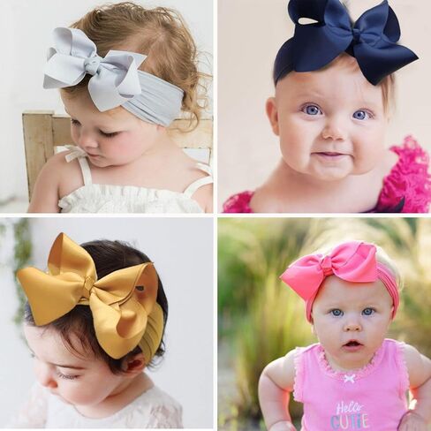 دي اي دي 20 قطعة من عصابات الرأس المصنوعة من النايلون المرن الناعم على شكل فيونكات للشعر للفتيات الصغيرات والرضع وحديثي الولادة in Kuwait