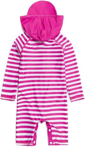 BONVERANO Baby Girls Swimsuit UPF 50+ Sun Protection, Zip Front Hoodie Long Sleeve One Piece Swimwear, Toddler Bathing Suit in Kuwait