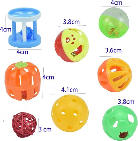 guanlant 8pcs الطيور القط الكرة اللعب مع الجرس الملونة الببغاوات القدم تالون التدريب لعبه الكونيور المغذية اللعب كوكاتيل مضغ كرات خشخشة الببغاء قفص النشاط اللعب للببغاء Playgym قفص الطيور in Kuwait