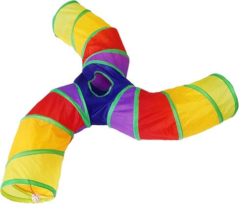 Bemodst Cat Tunnel for Indoor Cats Large,Cat Tubes and Tunnels Collapsible S-Shape Cat Tubes Kitty Tunnels Interactive Cat Toy with Storage Bag for Cat Small Dogs Ferret Rabbit (Colored 2-Way) in Kuwait